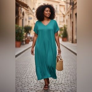 Chic Teal Maxi Dress for Women. Size 14.